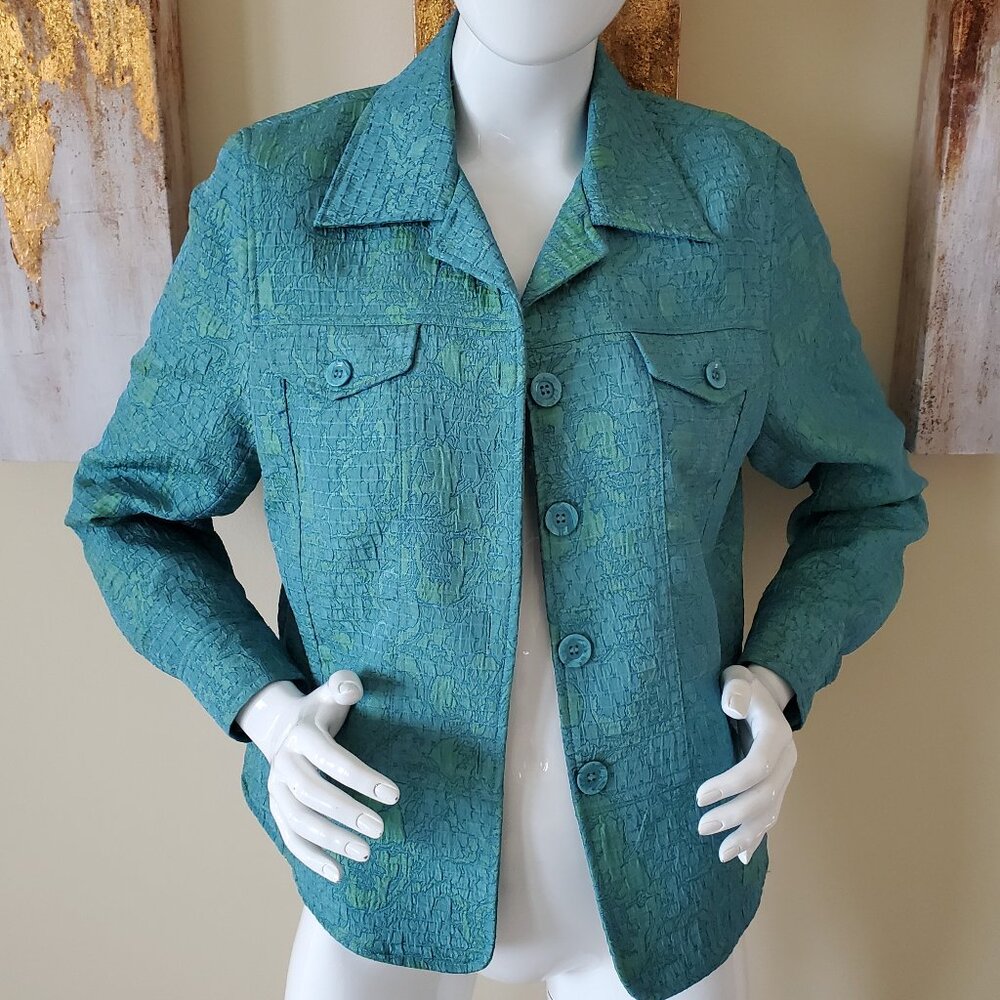 Rafael Essential Women's Green Textured Blazer/Jacket SZ 12